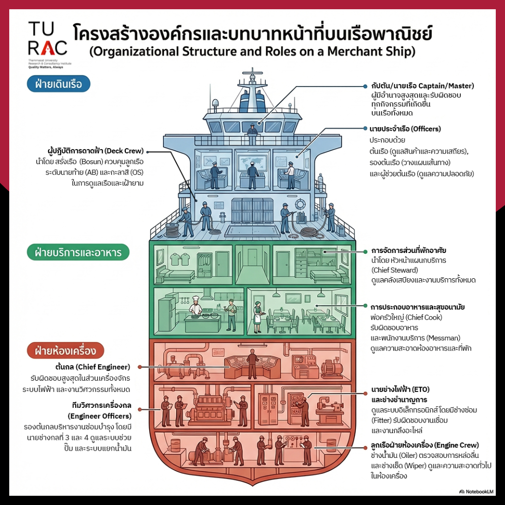 โครงสร้างบุคลากรบนเรือพาณิชย์ ใครทำอะไรบ้าง ?